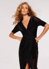 Sparkle Mesh Wrap Mini Dress, Black, large
