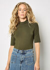 Jersey Mock Neck Top, Green, large