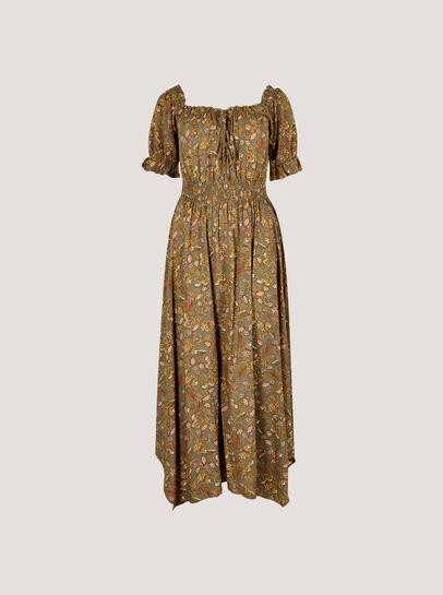 Sarasa Floral Milkmaid Midi Dress