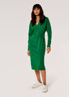 Robe mi-longue portefeuille tricotée, Vert, grand