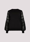 Contrast Chiffon Sleeves Jumper, Black, large
