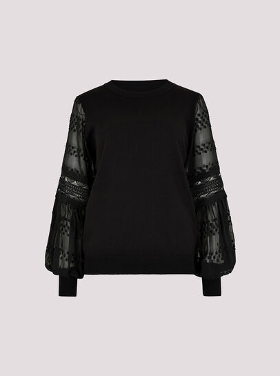 Contrast Chiffon Sleeves Jumper