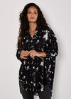 Paint Print Oversized Tunic Top, Black, large
