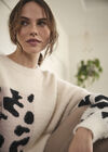 Animal Block Fuzzy Jumper, Cream, large