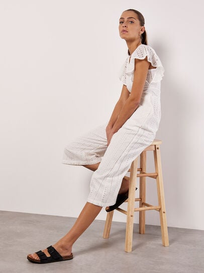 Broderie Anglaise Cropped Jumpsuit