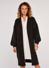 Cable Knit Coatigan, Dark Grey - Charcoal, large