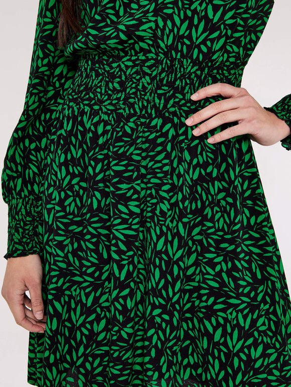 Silhouette Leaf Mini Dress, Black, large