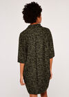 Zebra Print Cocoon Mini Dress , Khaki, large