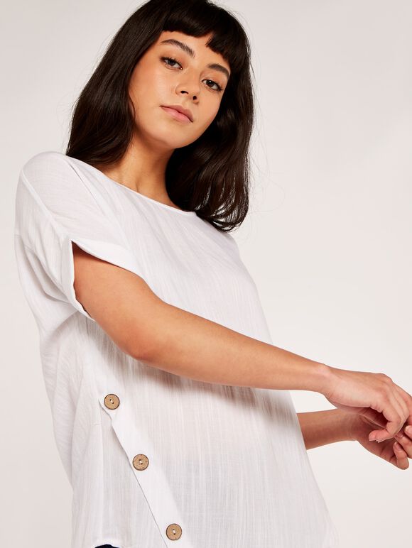 Side Button Top, Cream, large