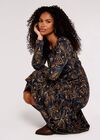 Paisley Tiered  Midi Dress, Navy, large