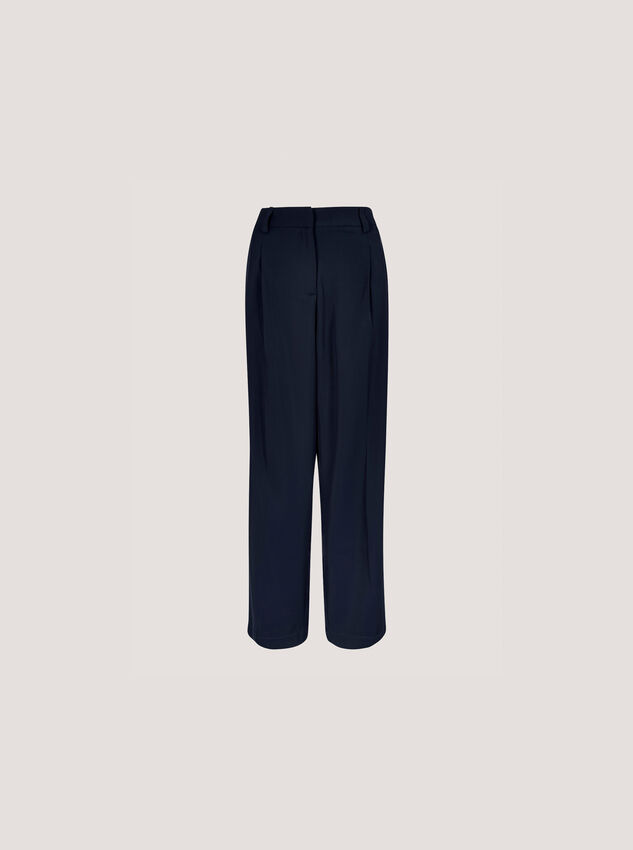 Soft Twill Wide Leg Trousers, Navy, large