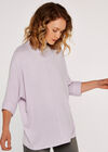 Soft Marl Mock Neck Top, Lilac, large