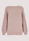 Stripe Knit Batwing Jumper, Pink, large