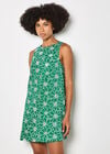 Floral Embroidered Shift Mini Dress, Green, large