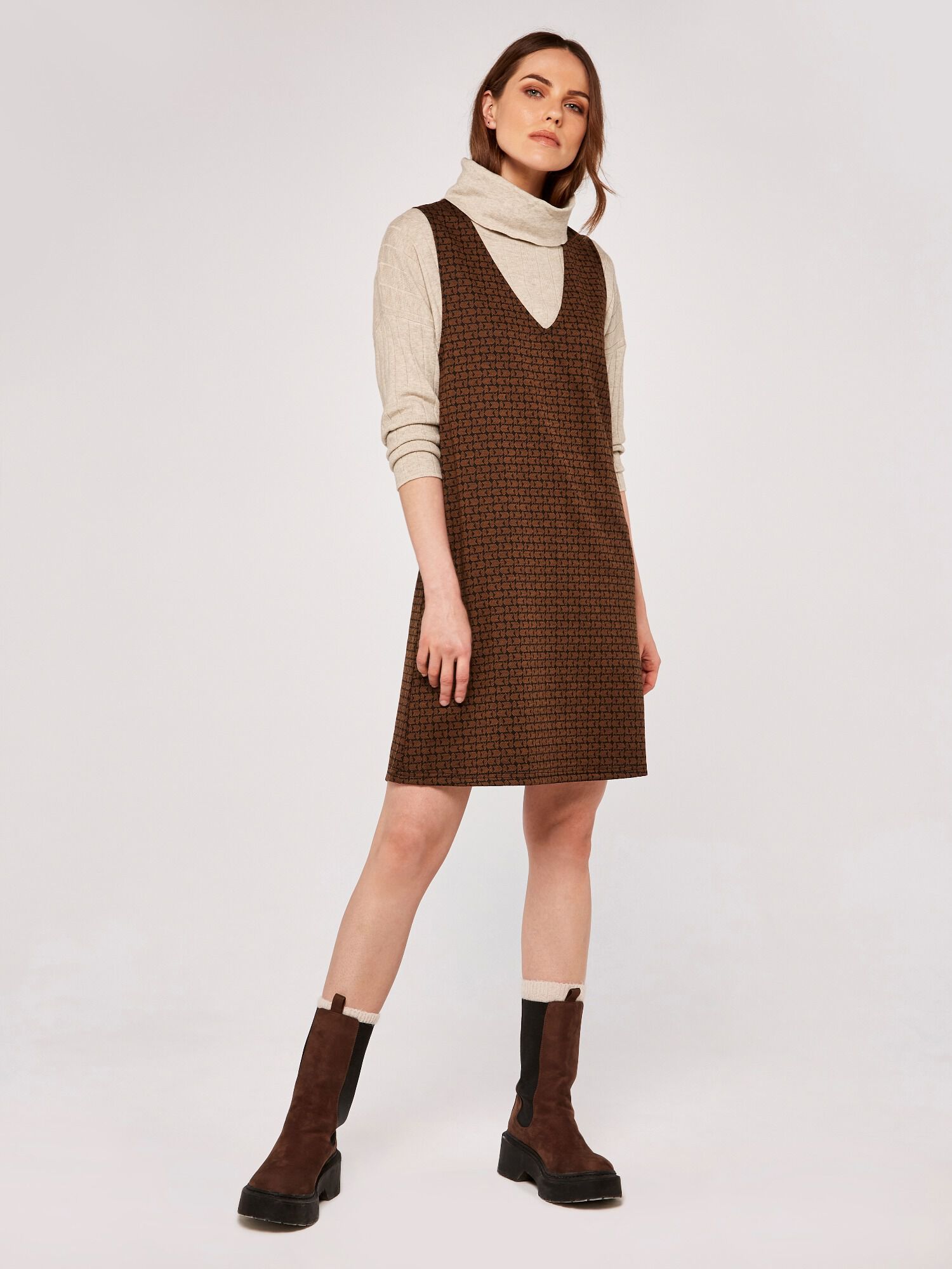 Rust pinafore best sale dress