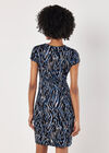 Abstract Stripe Fitted Mini Dress, Blue, large