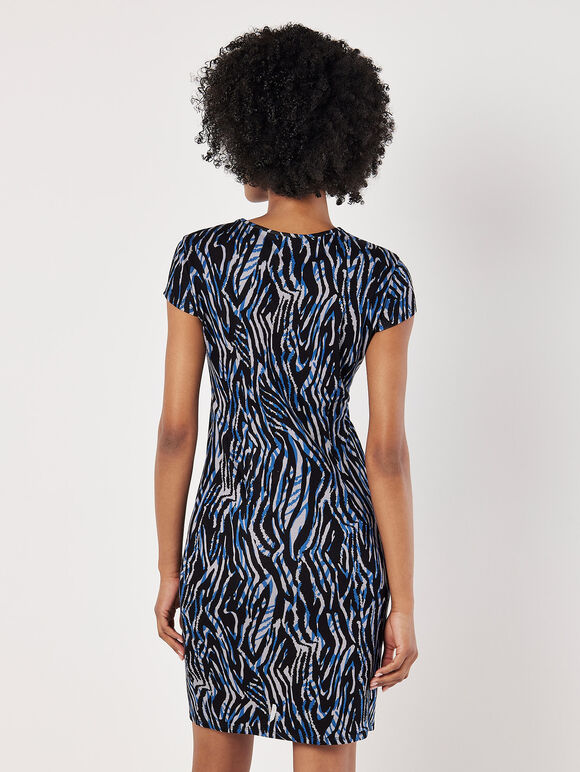 Abstract Stripe Fitted Mini Dress, Blue, large