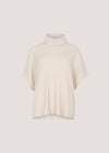 Waffle Knit Batwing Top, Cream, large