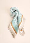 Blue Paisley Satin Head Scarf, Blue, large
