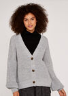 V-Neck Cardigan, Grey, large