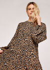 Tiered Babydoll Crew Neck Dress, Stone, large