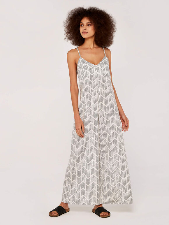 Geo  Wide Leg Jumpsuit, Cream, large