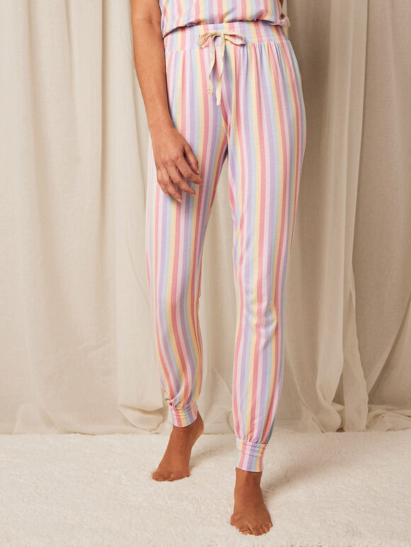 Rainbow Stripe Pyjama Trouser, Pink, large