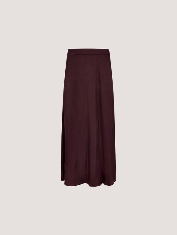 Satin A-Line Maxi Skirt, Purple, large