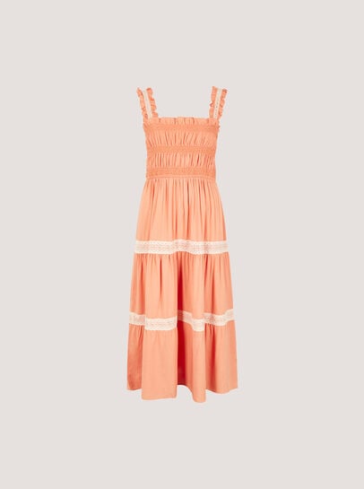 Crochet Lace Tiered Midi Dress