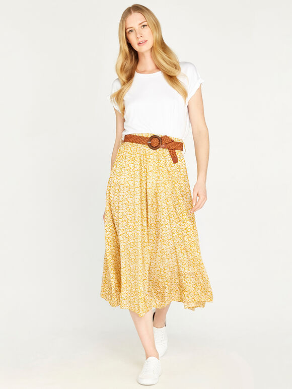 Vintage Pebble Daisy Skirt, Mustard, large