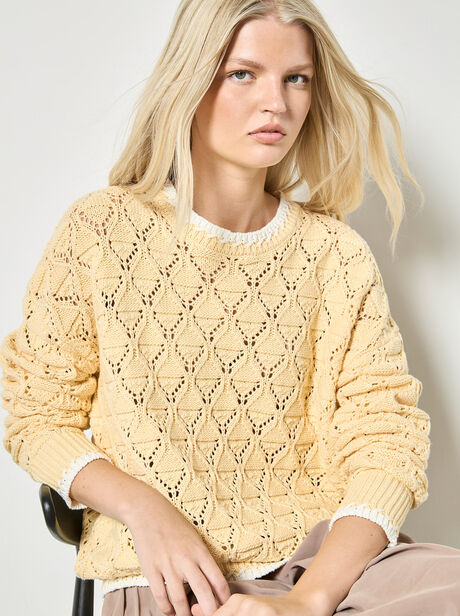 Pointelle Knit Blanket Stitch Jumper