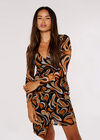 Swirl Side Ruched Mini Dress, Rust, large