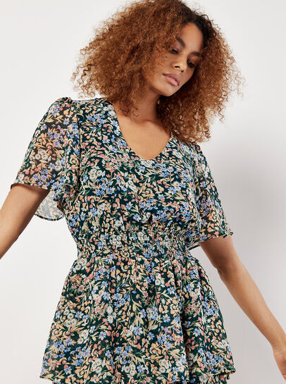 Ditsy Floral Chiffon Mini Dress