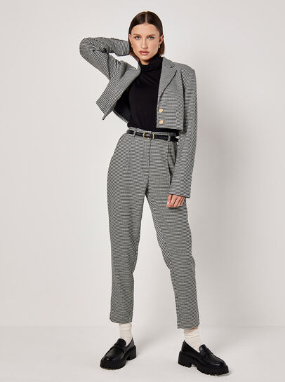 Dogtooth Cropped Blazer