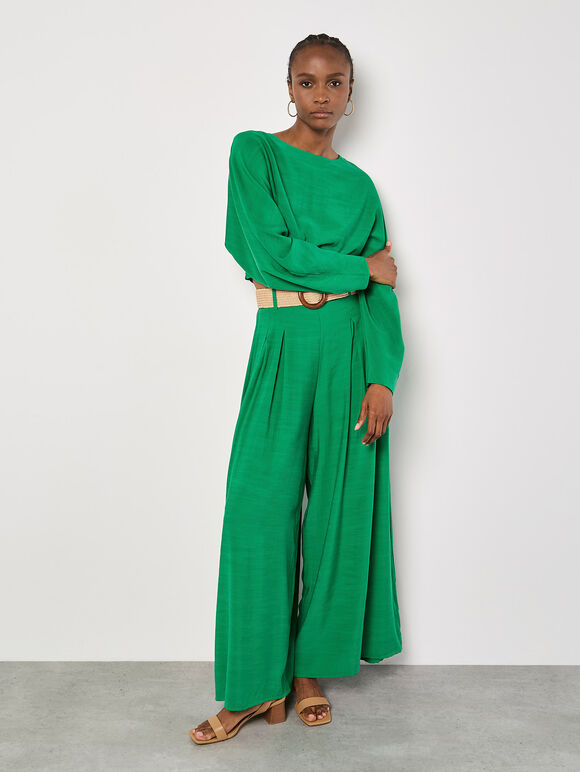 Split Back Crop Top, Green, large