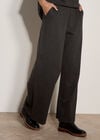 Herringbone Wide-Leg Trousers, Dark Grey/Charcoal, large