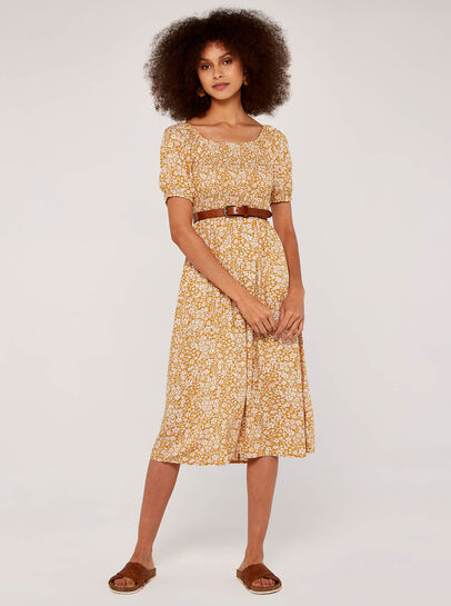 Ditsy Puff Sleeve Midi Dress