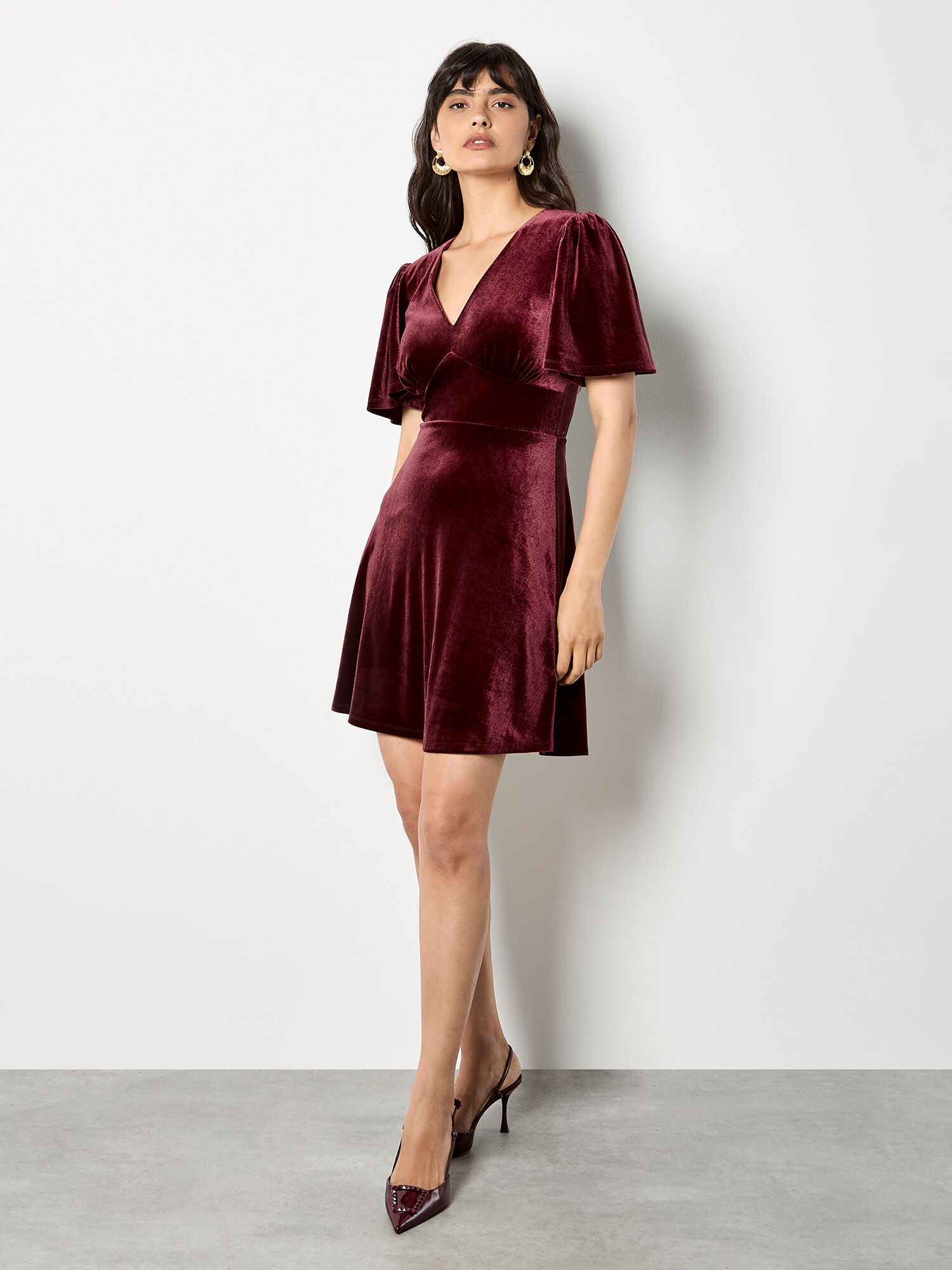 Empire Waist Velvet Mini Dress | Apricot Clothing