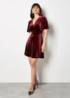 Empire Waist Velvet Mini Dress, Burgundy, large