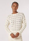 Open Knit Pointelle Jumper, Stone, large