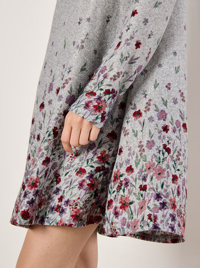 Floral Border Jersey Knit Mini Dress