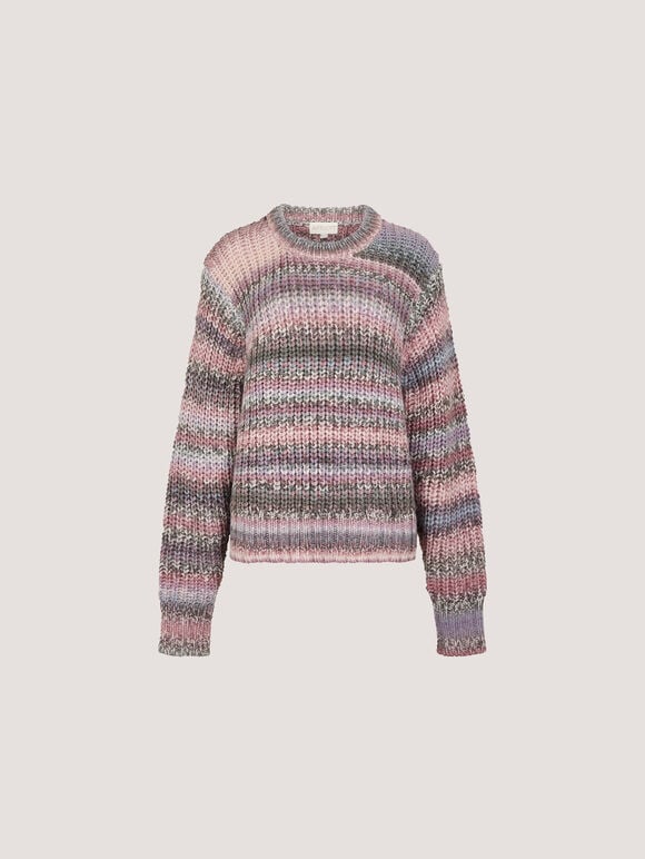 Ombre Stripe Chunky Knit Jumper, Pink, large