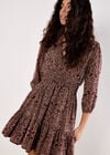 Paisley Ruffle Soft Mini Dress, Burgundy, large