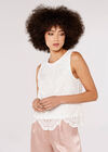 Lace Sleeveless Scallop Top, Cream, large