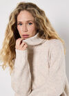 Oversized Roll Neck Tunic Jumper, Cream, large