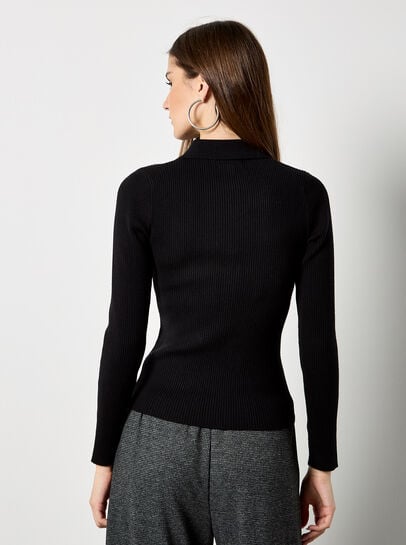 Zip Through Ribbed Knit Cardigan