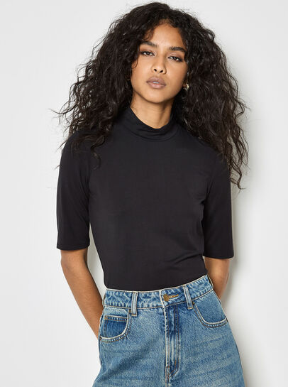 Jersey Mock Neck Top