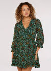 Ditsy Ruffle Mini Dress, Green, large