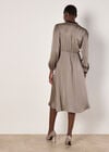 Lace Trim Satin Midi Dress, Grey, large