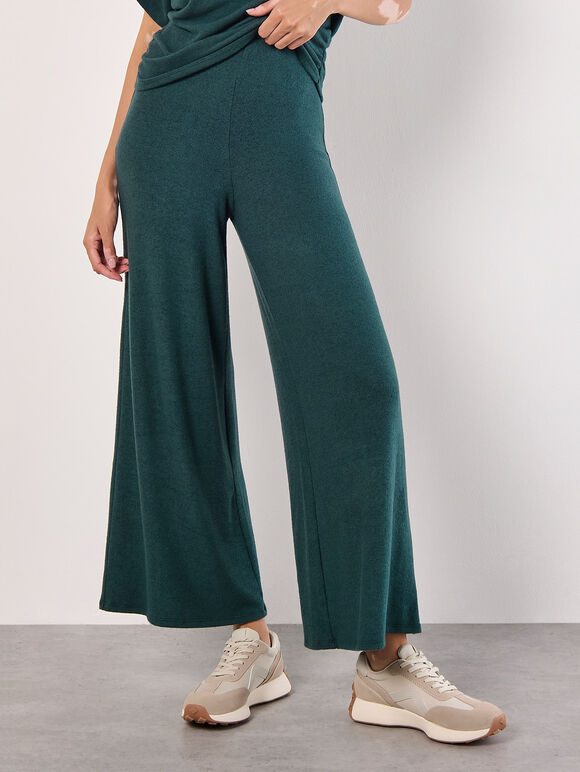 Soft Touch Wide Leg Trousers, Green, large
